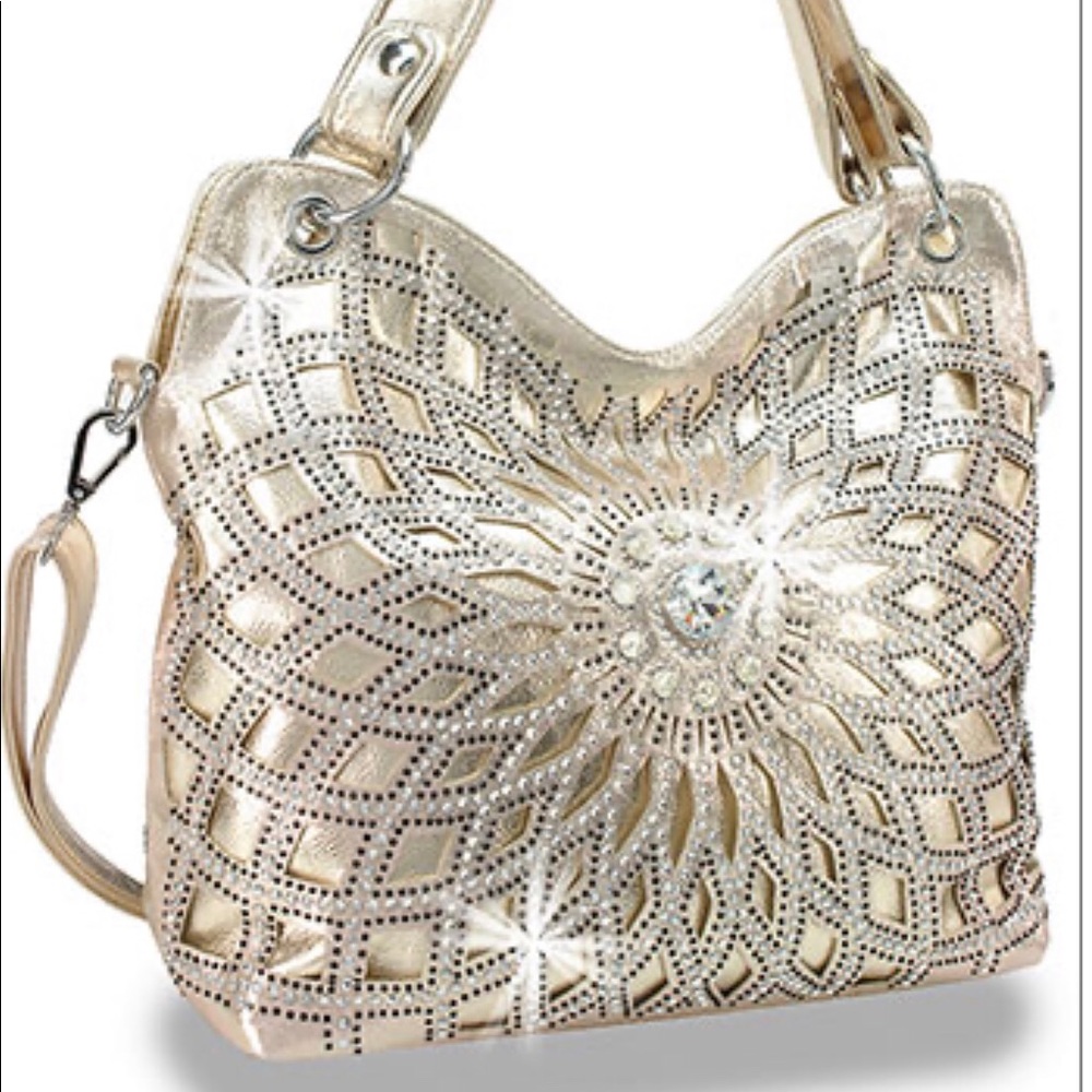 NEW Bling Sparkle Shoulder Crossbody Purse Gold